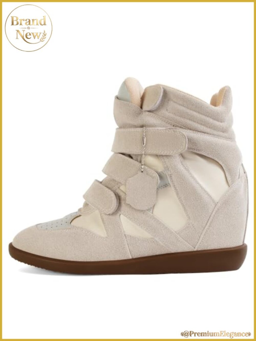 Wedge sneakers heels suede hook loop high heel tennis round toe